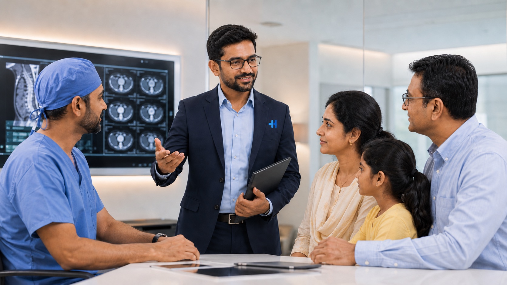 Surgery specialist discussing treatment